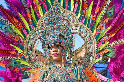 Rihanna wears revealing and fearless jewel-encrusted costume at Barbados carnival parade