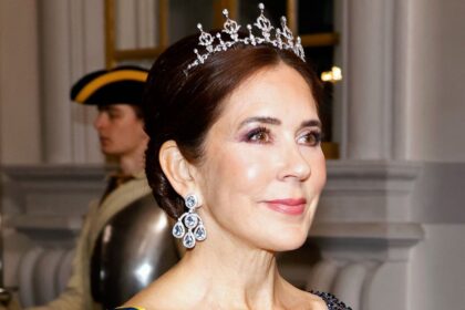 Queen Mary is pretty in pink with surprising tiara and romantic beauty look at royal wedding