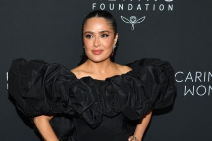 Salma Hayek makes a stunning all-black NYFW entrance