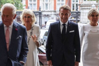 Queen Camilla and Brigitte Macron steal the show in white outfits on joint outing with King Charles