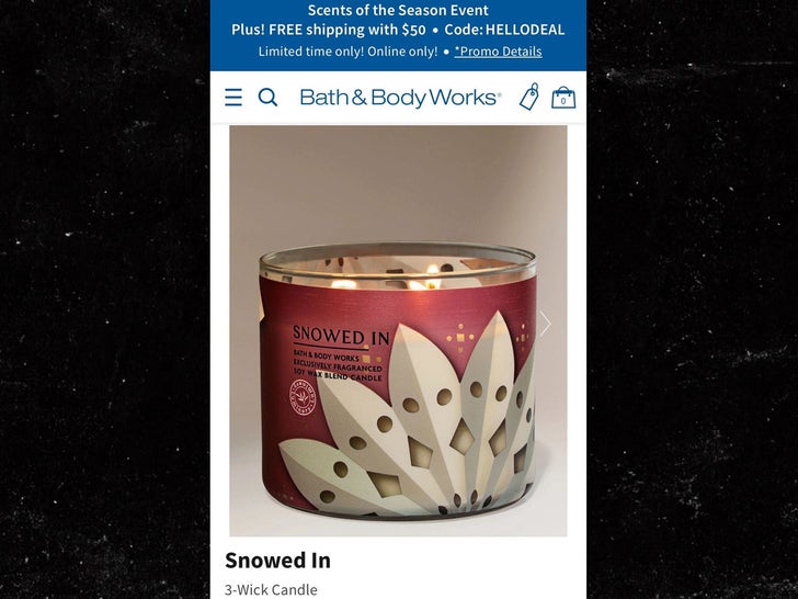 snowed in candle listing