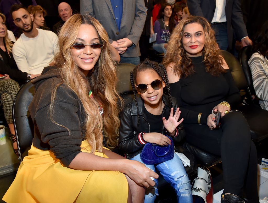 Beyonce and Blue Ivy with her mom Tina Knowles