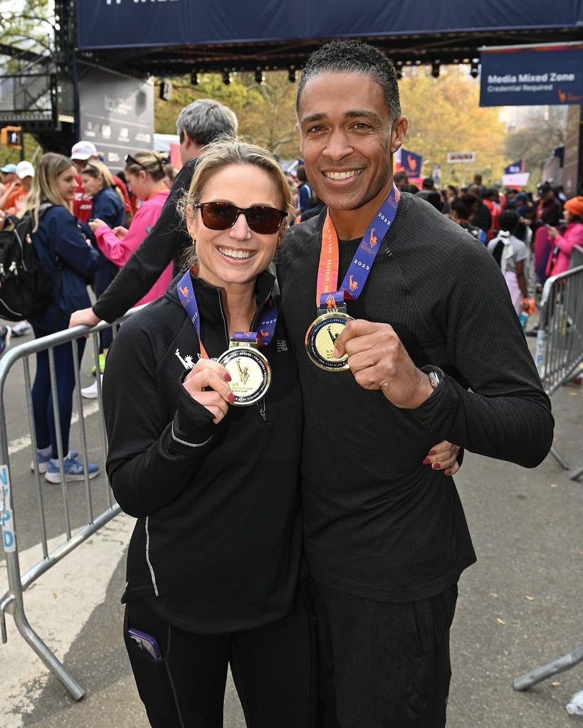 T.J. Holmes and Amy Robach at the New York Marathon