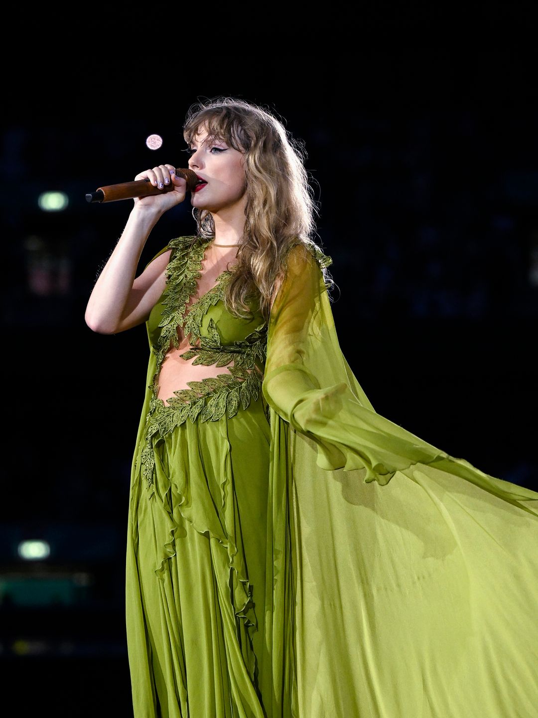 Taylor Swift performs onstage during "Taylor Swift | The Eras Tour" at Wembley Stadium on August 15, 2024 in London, England