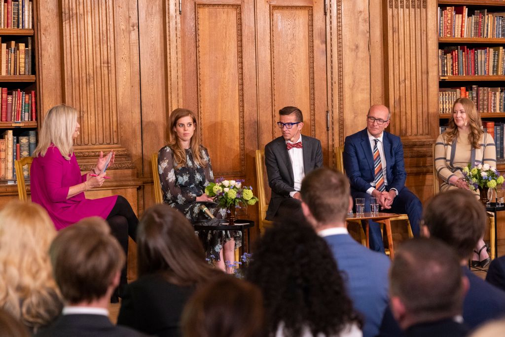 Princess Beatrice on panel in the Bernadotte library at the Stockholm Palace