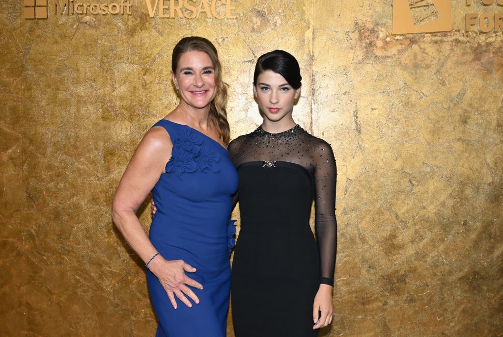 Melinda French Gates and her daughter Phoebe Gates arrive for The Albies hosted by the Clooney Foundation at the New York Public Library in New York City on September 28, 2023