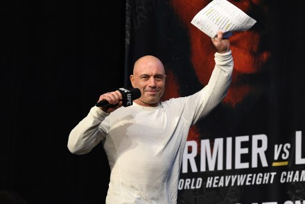 NEW YORK, NEW YORK - NOVEMBER 02:  Joe Rogan walks onto the stage during the UFC 230 weigh-in inside Hulu Theater at Madison Square Garden on November 2, 2018 in New York, New York. (Photo by Jeff Bottari/Zuffa LLC/Zuffa LLC via Getty Images)