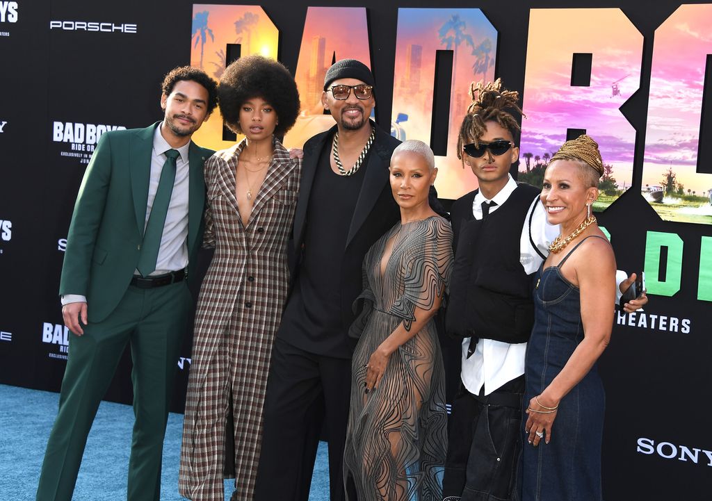 Trey Smith, Willow Smith, Will Smith, Jada Pinkett Smith, Jaden Smith and Adrienne Banfield-Norris arrives at the Los Angeles Premiere Of Columbia Pictures' "Bad Boys: Ride Or Die" at TCL Chinese Theatre on May 30, 2024 in Hollywood, California