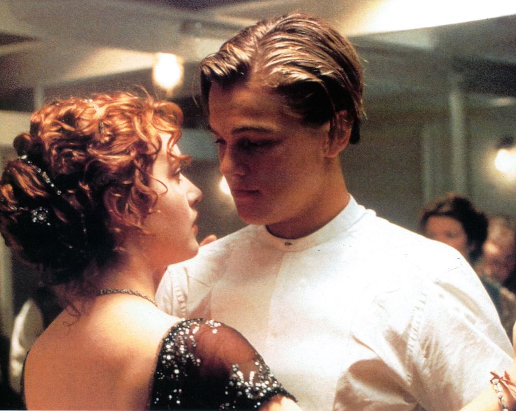 Kate Winslet and Leonardo DiCaprio dancing in a scene from the film 'Titanic', 1997. (Photo by 20th Century-Fox/Getty Images)