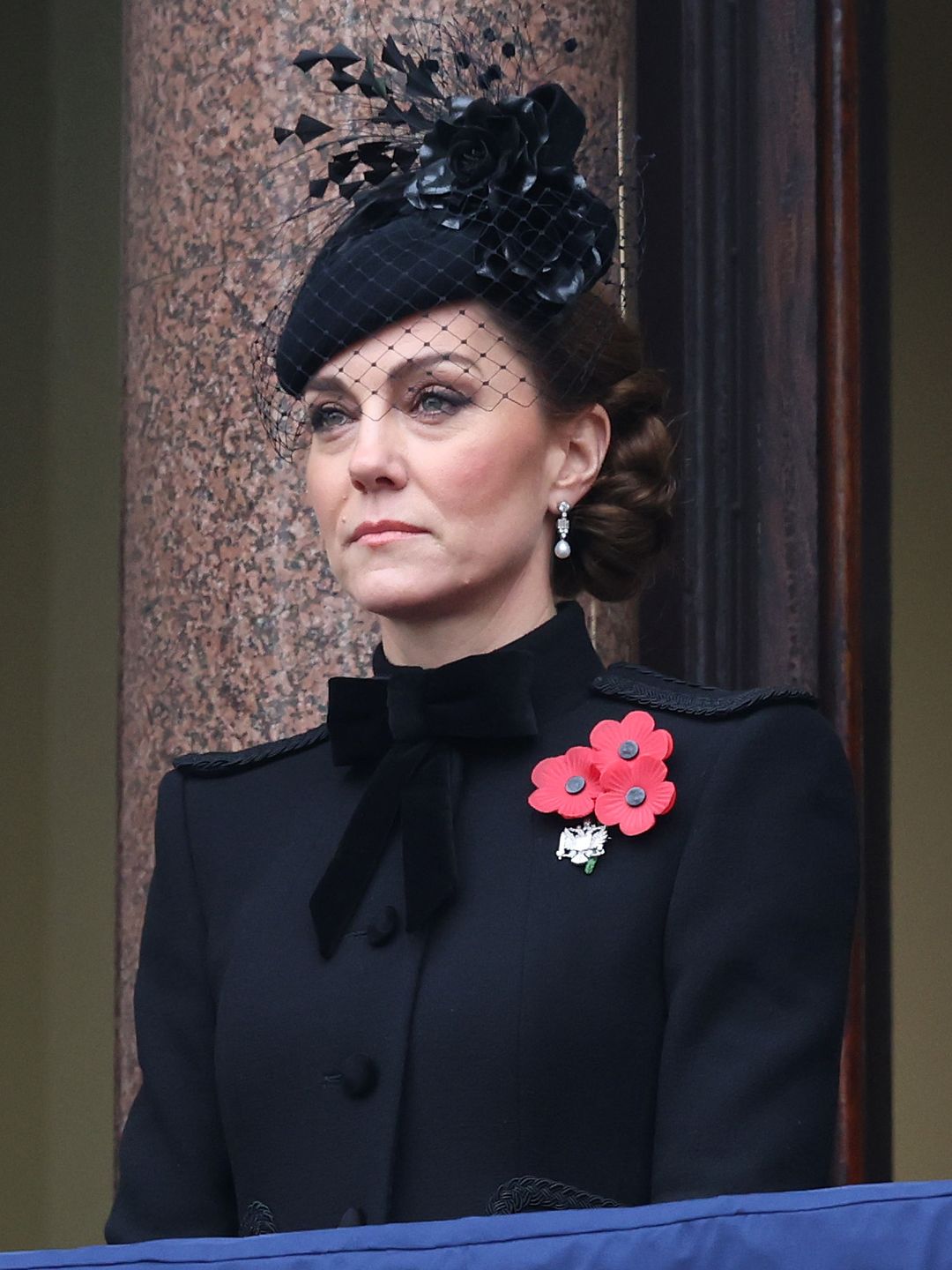 The Princess of Wales on the balcony during the National Service of Remembrance at The Cenotaph