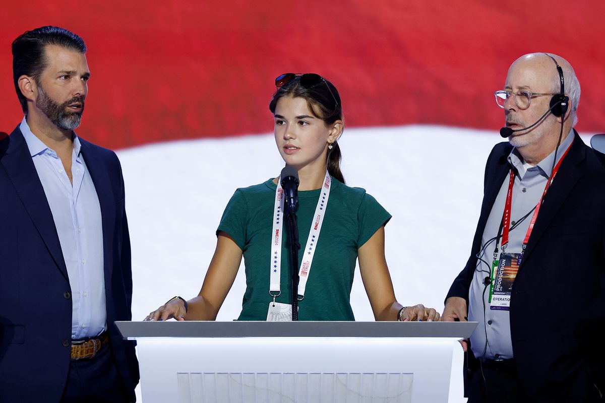 Kai Trump rehearsing her speech at the Republican National Convention