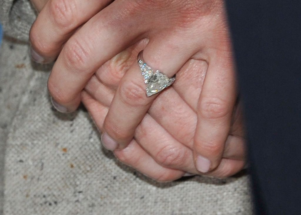 A close-up photo of an engagement ring worn by Charlene Wittstock, fiancee to His Serene Highness, Prince Albert II Of Monaco visits the National Museum during a State visit on April 4, 2011 in Dublin, Ireland.