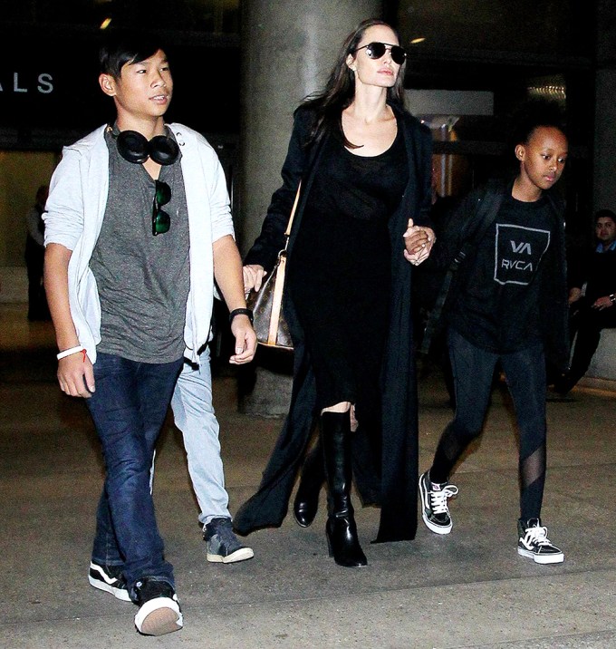 Angelina Jolie & Kids At LAX In 2016