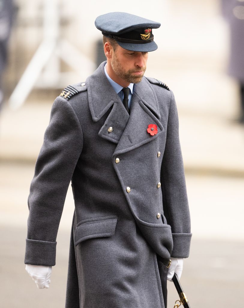 Prince William, Prince of Wales at The Cenotaph on November 10, 2024 in London, England.  Each year members of the British Royal Family join politicians, veterans and members of the public to remember those who have died in combat.