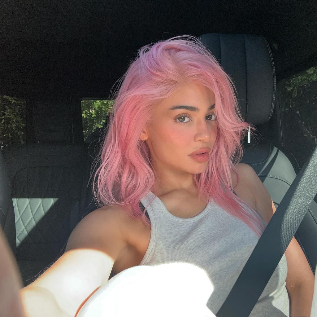 Kylie Jenner with pink hair in 2024