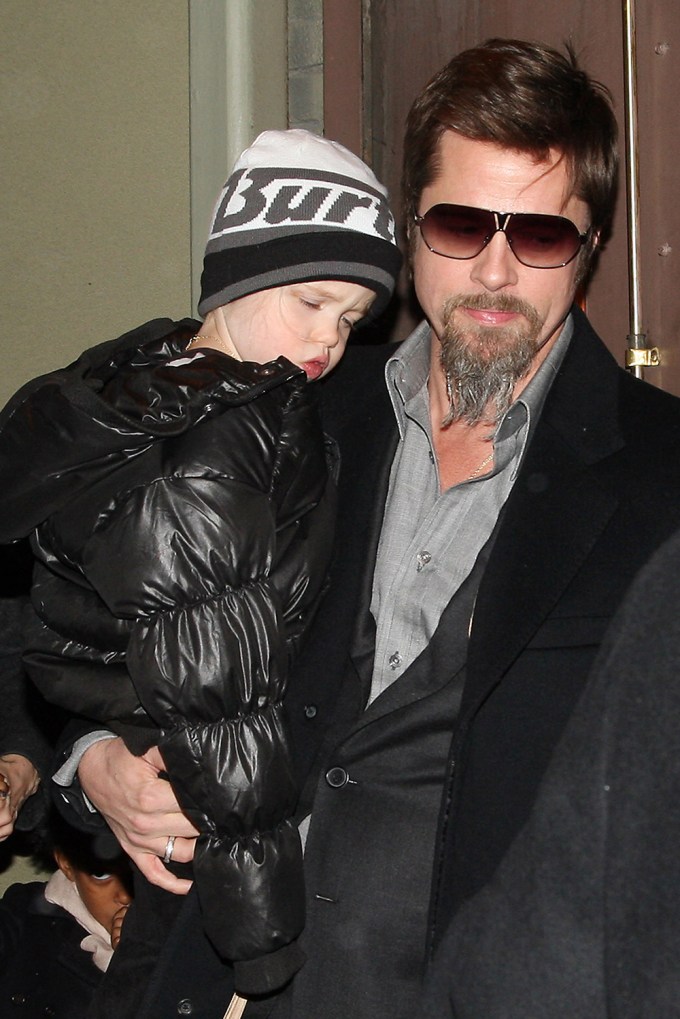 Shiloh Jolie in 2010 with Brad