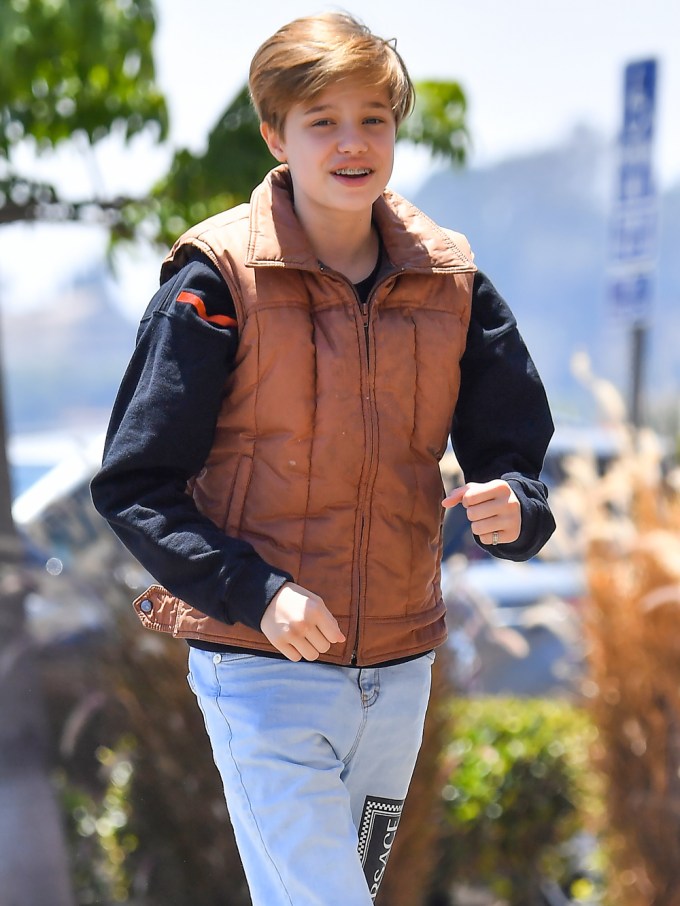 Shiloh Jolie in Versace shorts