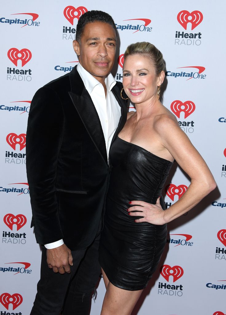 T.J. Holmes, Amy Robach arrives at the KIIS FM's iHeartRadio Jingle Ball 2023 Presented By Capital One at The Kia Forum on December 01, 2023 in Inglewood, California.