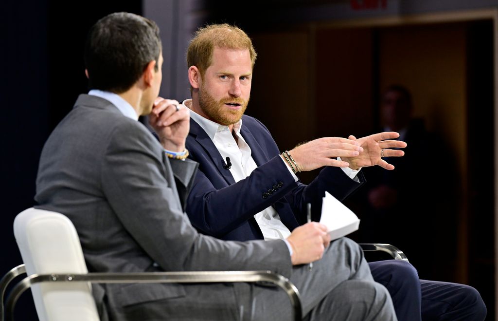 Prince Harry, Duke of Sussex, speaks onstage during The New York Times Dealbook Summit 2024 