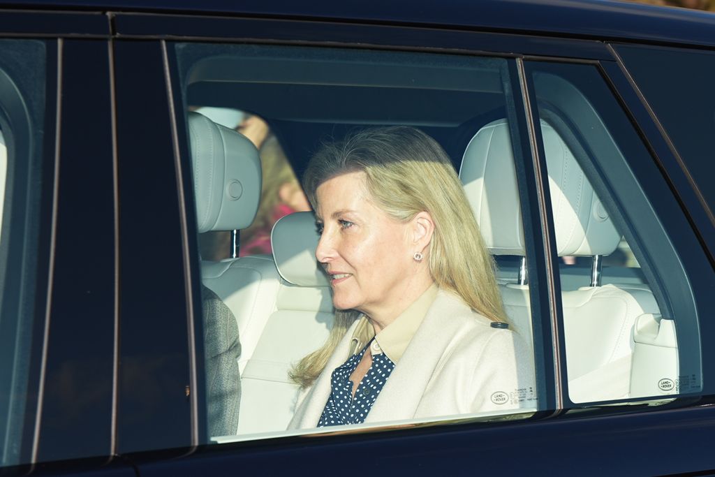 Duchess Sophie wearing polka dots and cream coat