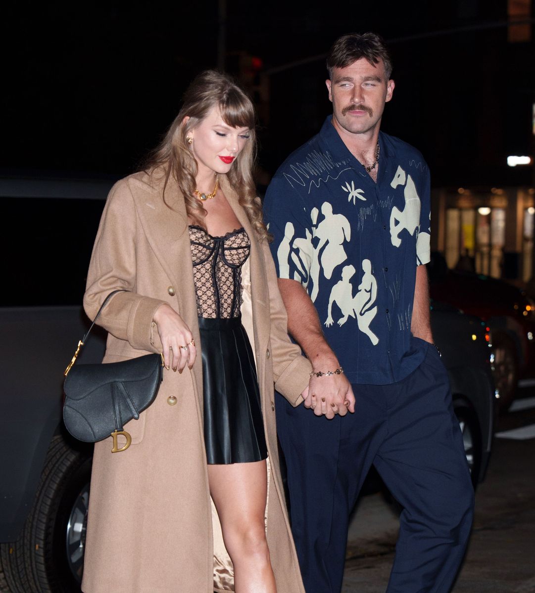 NEW YORK, NY - OCTOBER 11: Taylor Swift and Travis Kelce are seen on October 11, 2024 in New York City. (Photo by XNY/Star Max/GC Images) 