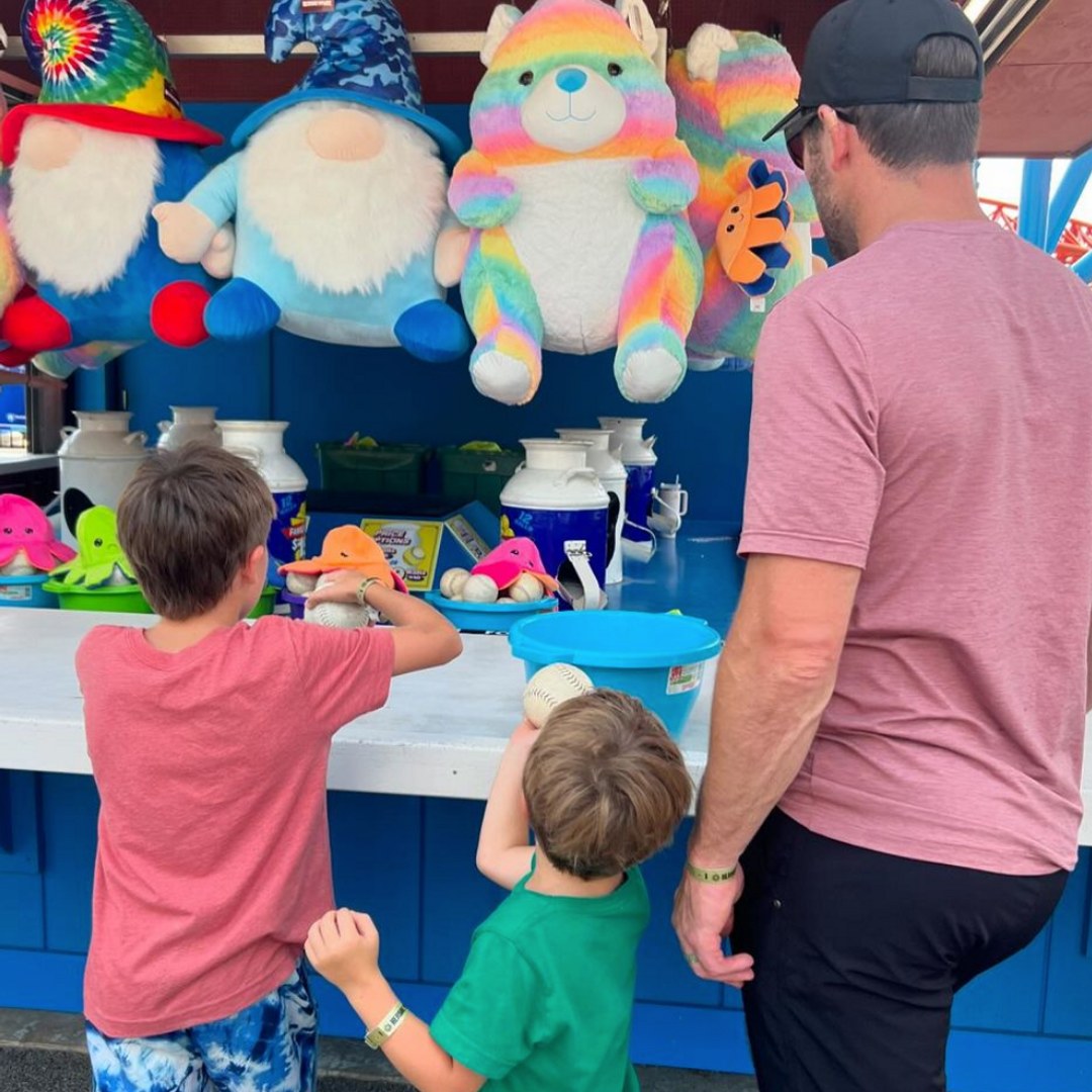 Photo shared by Carrie Underwood on Instagram June 22 , 2024 of a day out in HersheyPark with her husband Mike Fisher and their two sons