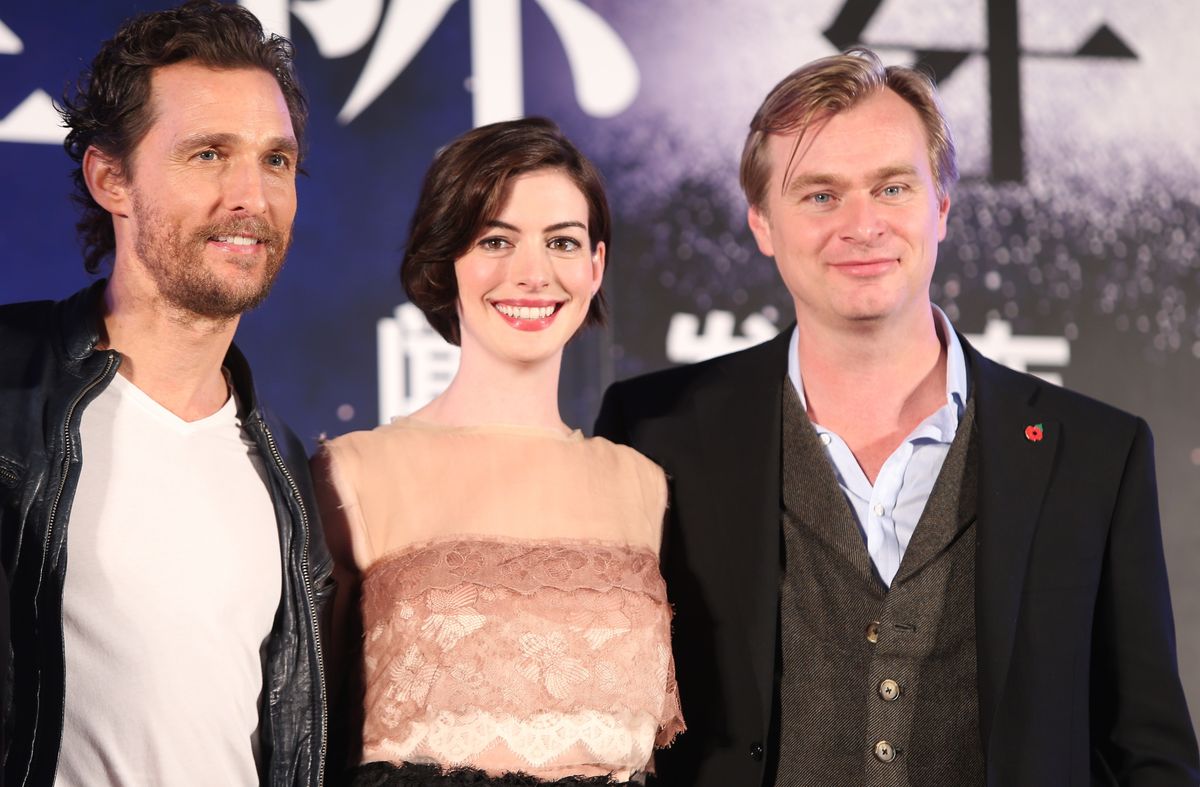 Matthew McConaughey, Anne Hathaway and Christopher Nolan at the premiere of "Interstellar"