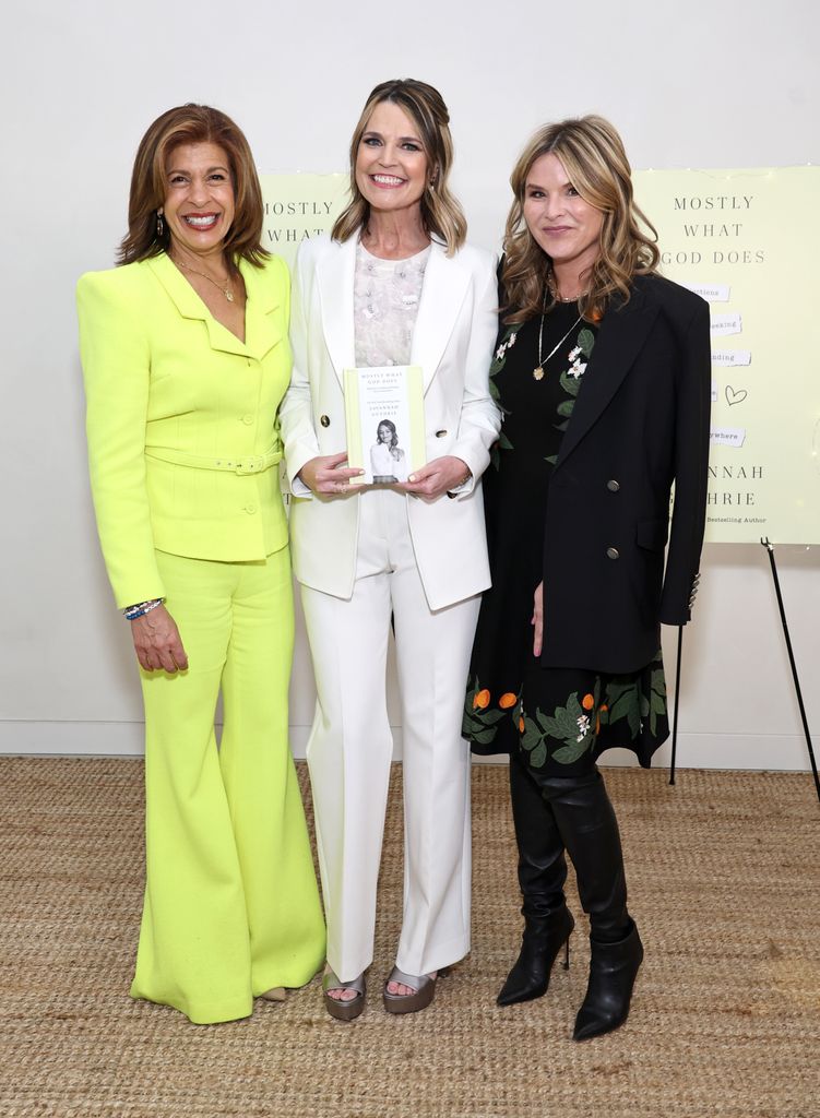 Jenna Bush-Hager, Savannah Guthrie and Hoda Kotb attend the "Mostly What God Does" book presentation on February 21, 2024 in New York 