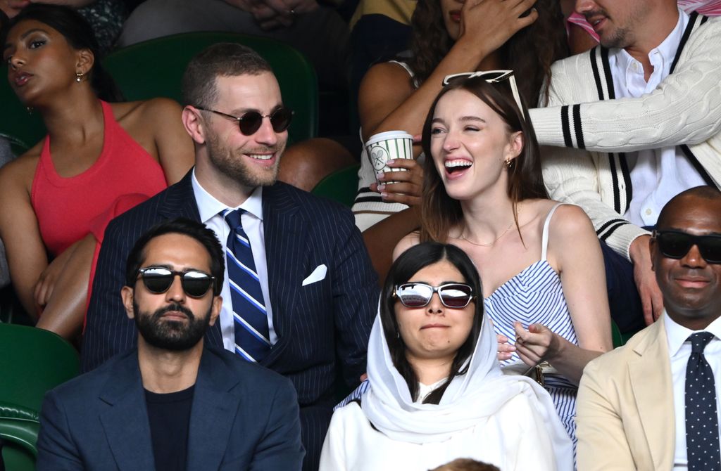 Cameron Fuller and Phoebe Dynevor watch Wimbledon