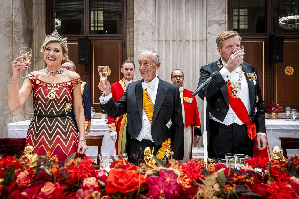 Raising a toast at the banquet