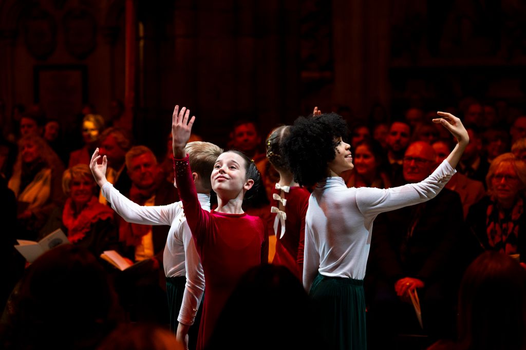 A ballet performance in the nave during the Together At Christmas carol service at Westminster Abbey on December 6, 2024 in London, England. The Prince and Princess of Wales, along with other members of the Royal Family, attended the annual carol service. Led by The Princess and supported by The Royal Foundation, the event offered a chance to pause and reflect on the profound values of love, compassion, and the vital connections we shareâparticularly during life's most challenging moments. The service also highlighted remarkable individuals from across the UK who have demonstrated extraordinary kindness, empathy, and support within their communities