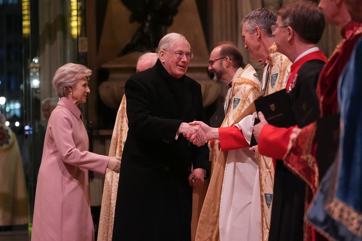 LONDON, ENGLAND - DECEMBER 6: The Duke and Duchess of Gloucester arrive for the 'Together At Christmas' Carol Service at Westminster Abbey on December 6, 2024 in London, England. The Prince and Princess of Wales, along with other members of the Royal Family, attended the annual carol service. Led by The Princess and supported by The Royal Foundation, the event offered a chance to pause and reflect on the profound values of love, compassion, and the vital connections we shareâparticularly during life's most challenging moments. The service also highlighted remarkable individuals from across the UK who have demonstrated extraordinary kindness, empathy, and support within their communities. (Photo by Aaron Chown - WPA Pool/Getty Images)