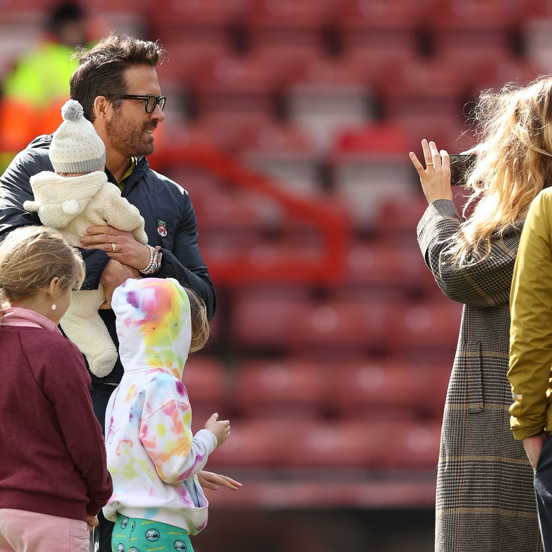 Ryan Reynolds and Blake Lively with their children at Wrexham