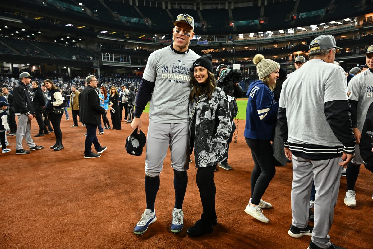 Judge and Bracksieck following the Yankees win against the Cleveland Guardians