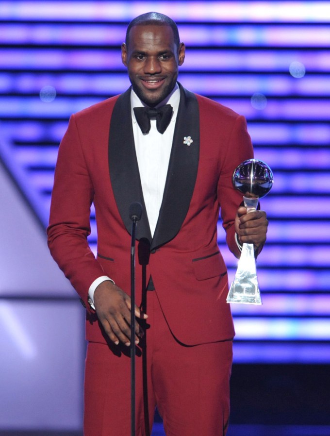 LeBron James accepts an award