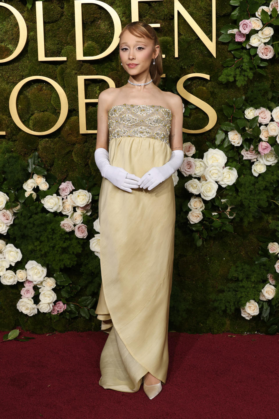 BEVERLY HILLS, CALIFORNIA - JANUARY 05: Ariana Grande attends the 82nd Annual Golden Globe Awards at The Beverly Hilton on January 05, 2025 in Beverly Hills, California. (Photo by Kevin Mazur/Getty Images)