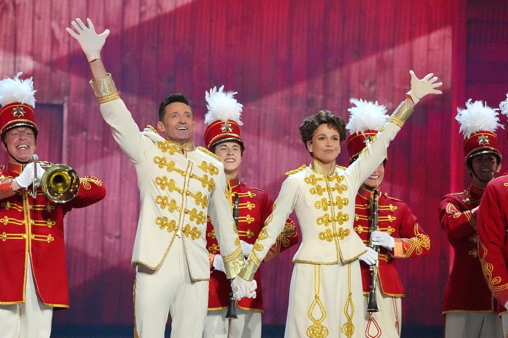 Hugh Jackman and Sutton Foster perform a number from "The Music Man" onstage during the 75th Annual Tony Awards at Radio City Music Hall on June 12, 2022 in New York City