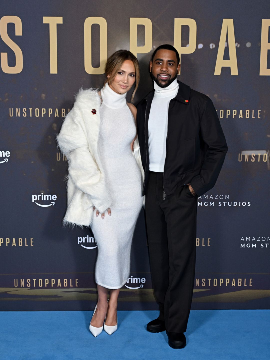 Jennifer Lopez and Jharrel Jerome attend the "Unstoppable" UK Special Screening 