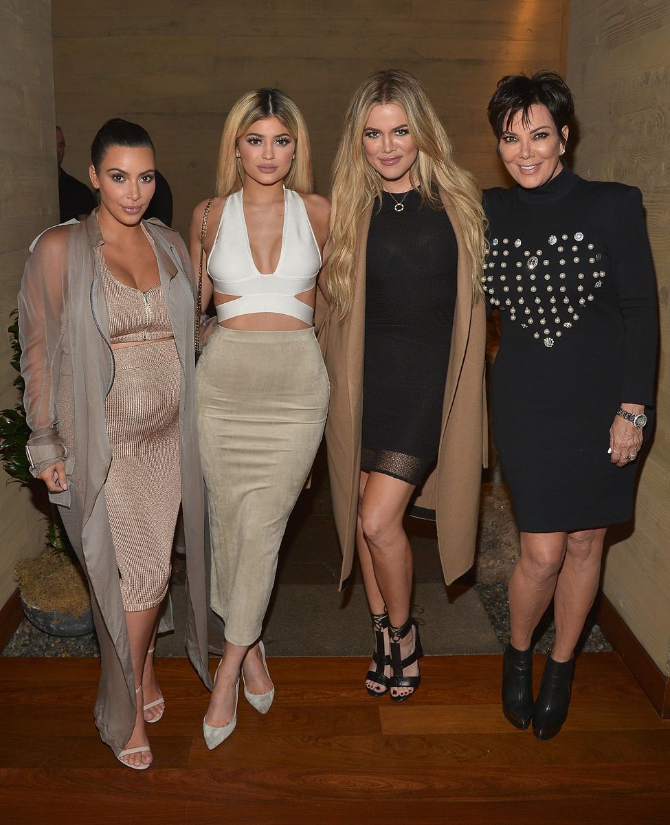 Kim Kardashian West, Kylie Jenner, Khloe Kardashian and Kris Jenner host a dinner and preview of their new apps launching soon at Nobu Malibu in 2015.