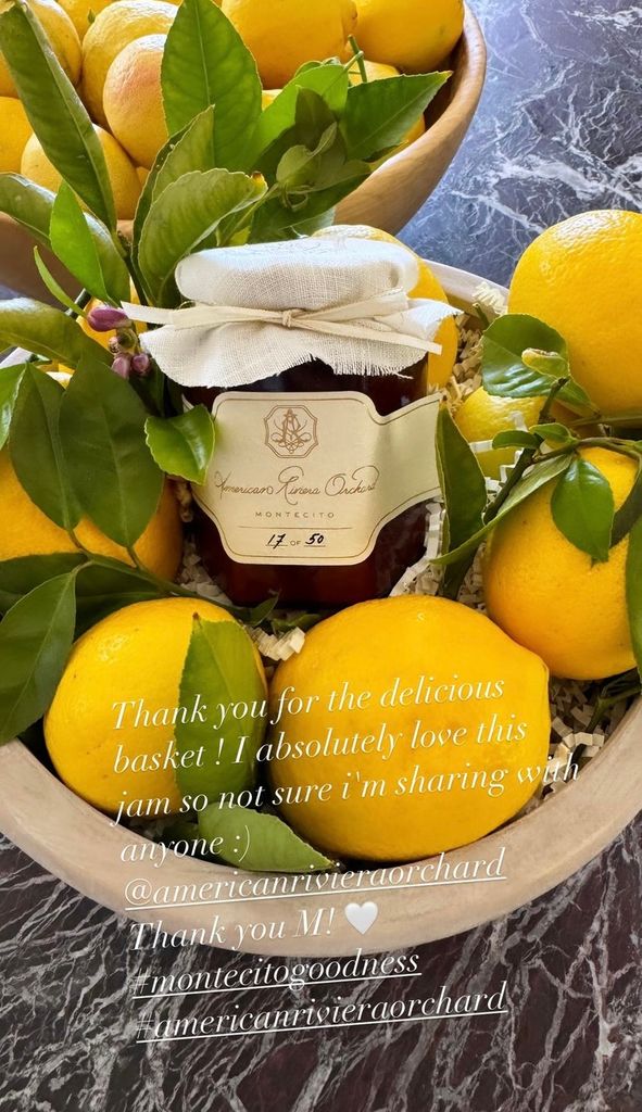 Tracy Robbins shares photo of American Riviera Orchard jam