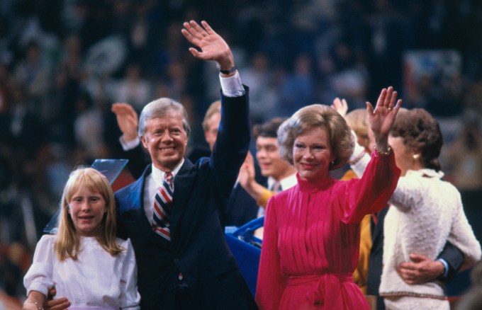 Jimmy Carter and Family Waving to Supporters