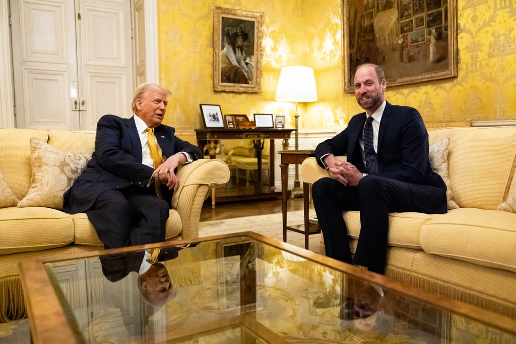 US President-elect Donald Trump (L) meets with Britain's Prince William, Prince of Wales, in the Salon Jaune room at the UK Ambassadors residence in Paris, on December 7, 2024. The US President-elect makes his first international trip since his election win, preparing for a day of intense diplomacy whilst attending the reopening ceremony for the Notre Dame cathedral restored after the 2019 fire. (Photo by Aaron Chown / POOL / AFP) (Photo by AARON CHOWN/POOL/AFP via Getty Images)
