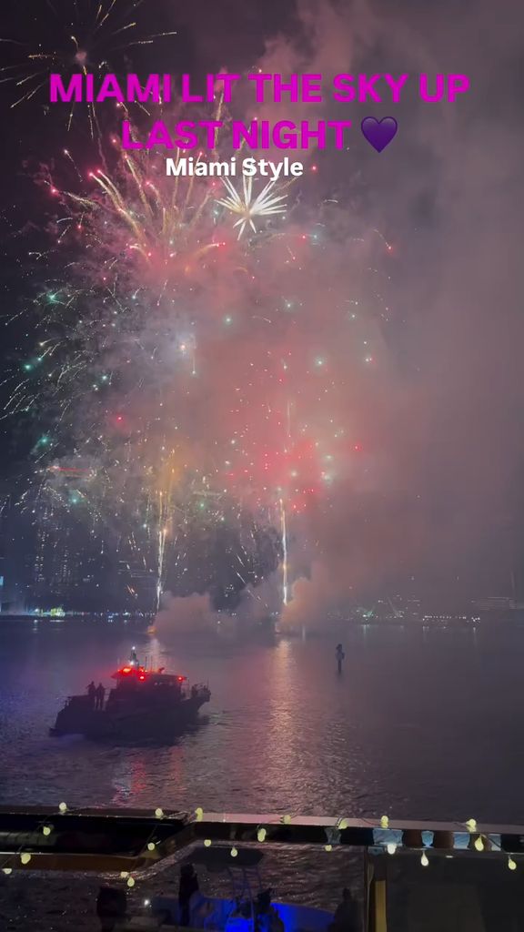 photos of the fireworks in Miami from the Beckham's yacht