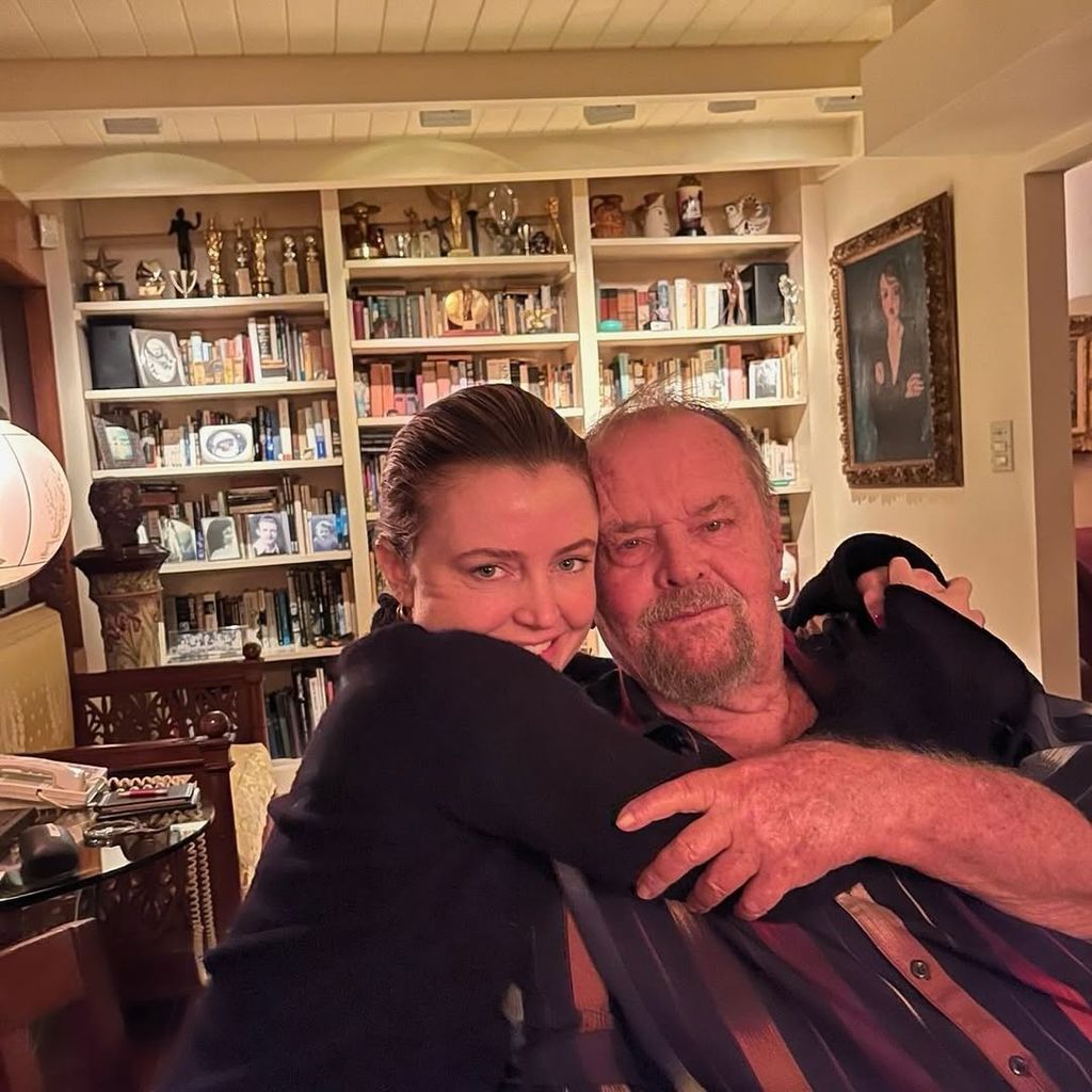 Lorraine Nicholson hugs her father Jack Nicholson in a photo from inside his home, shared on Instagram