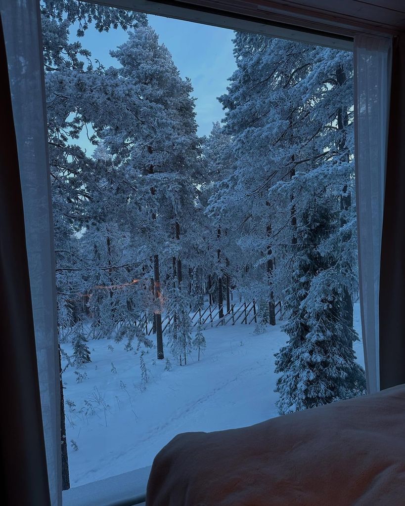 snowy bedroom window view 