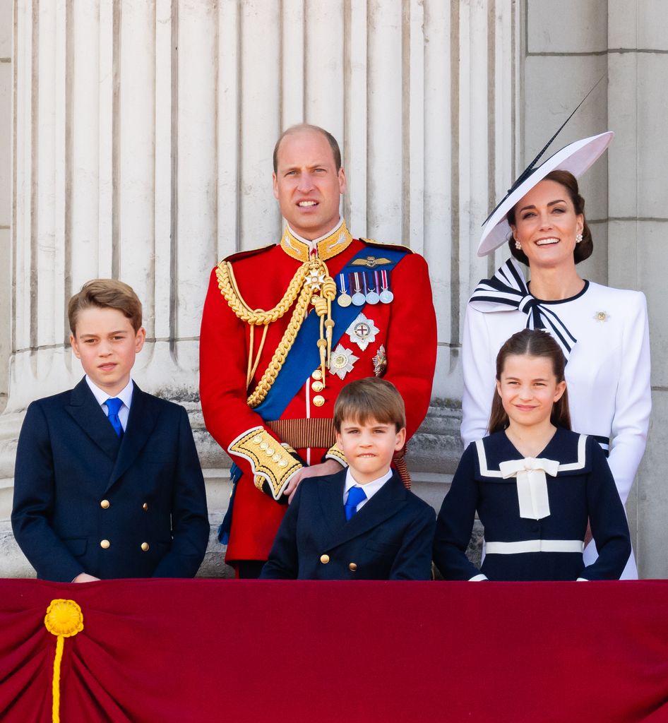 William, Kate, George, Charlotte and Louis at Trooping The Colour 2024