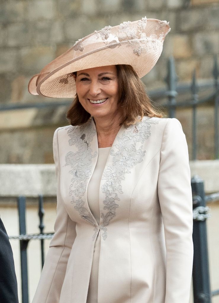 Carole Middleton in off-white coat dress and hat