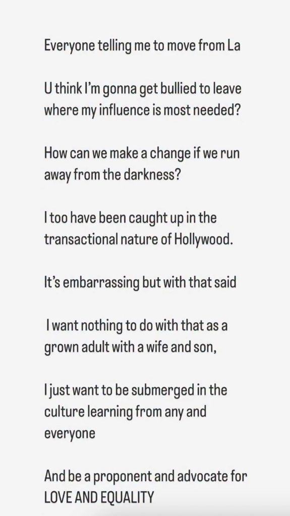 justin bieber message on instagram story
