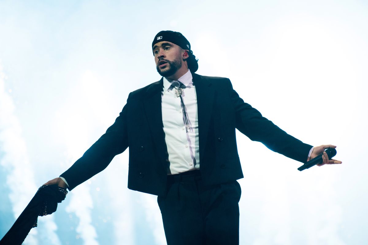Bad Bunny performing in San Francisco on a stop of his Most Wanted tour