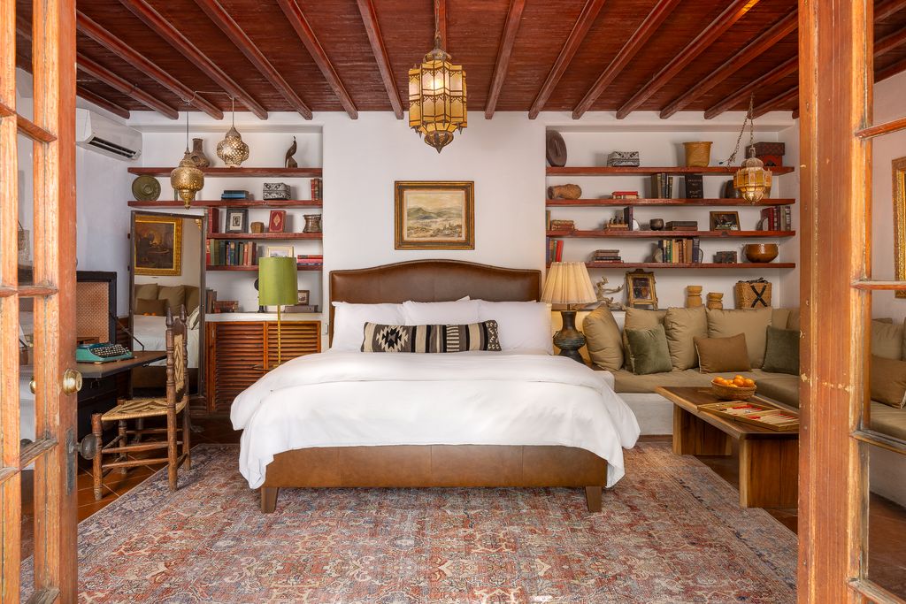 interior shot of bedroom at Korakia Pensione